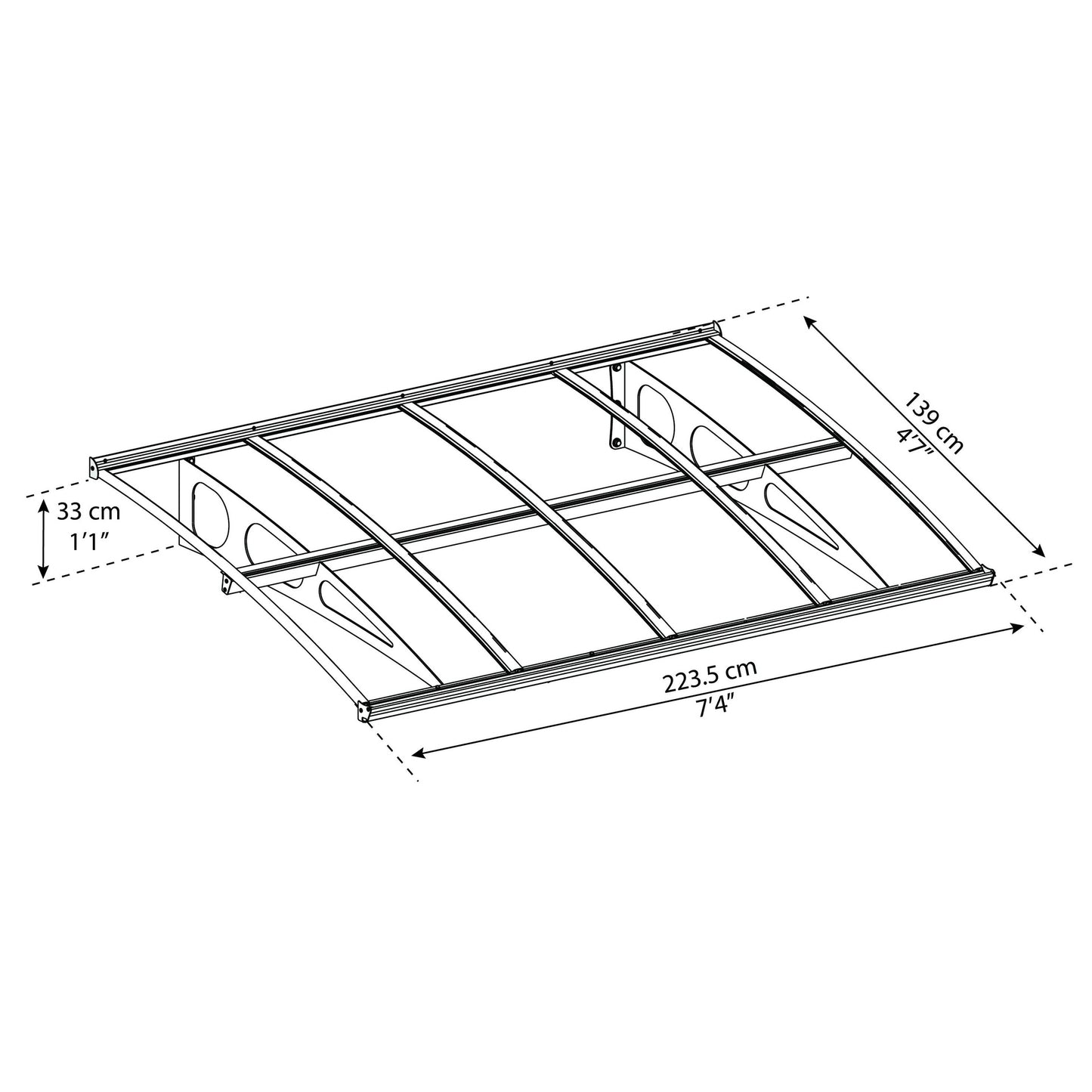 Marquesina para puerta Bordeaux 2224x140 cm Dople Capa