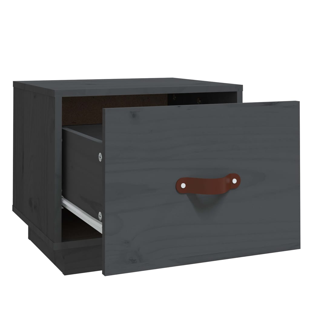 Mesitas De Noche 2 Uds Madera Maciza De Pino Gris 40x34x35 Cm_4