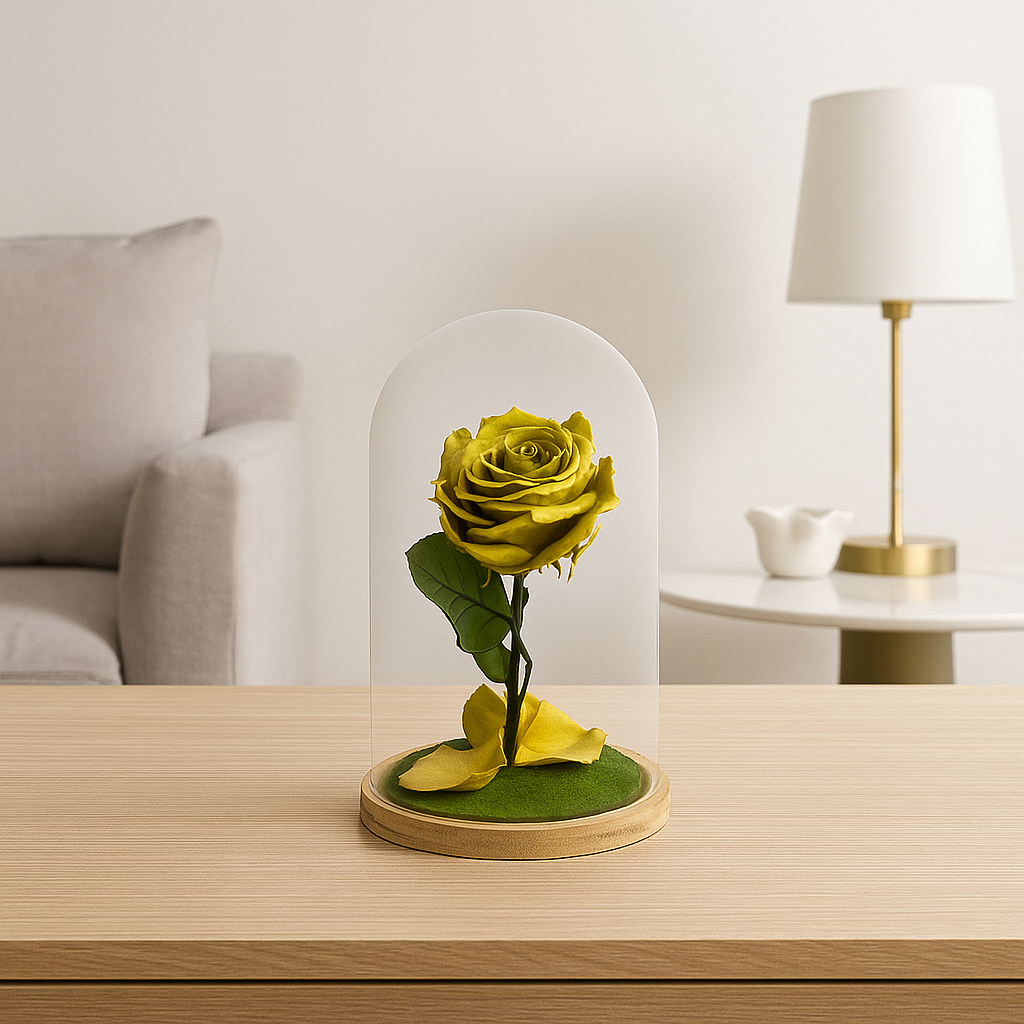 Mundo Eterno Rosa En Cúpula Oro 12x20cm