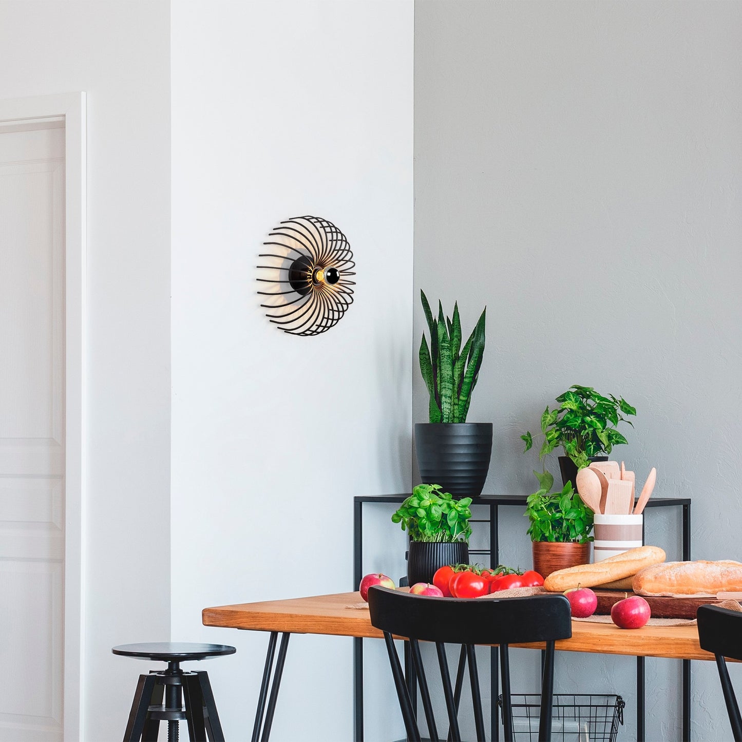 Aplique De Pared, Metal , Negro, 12x12x36, Casquillo E 27 Max 40 W