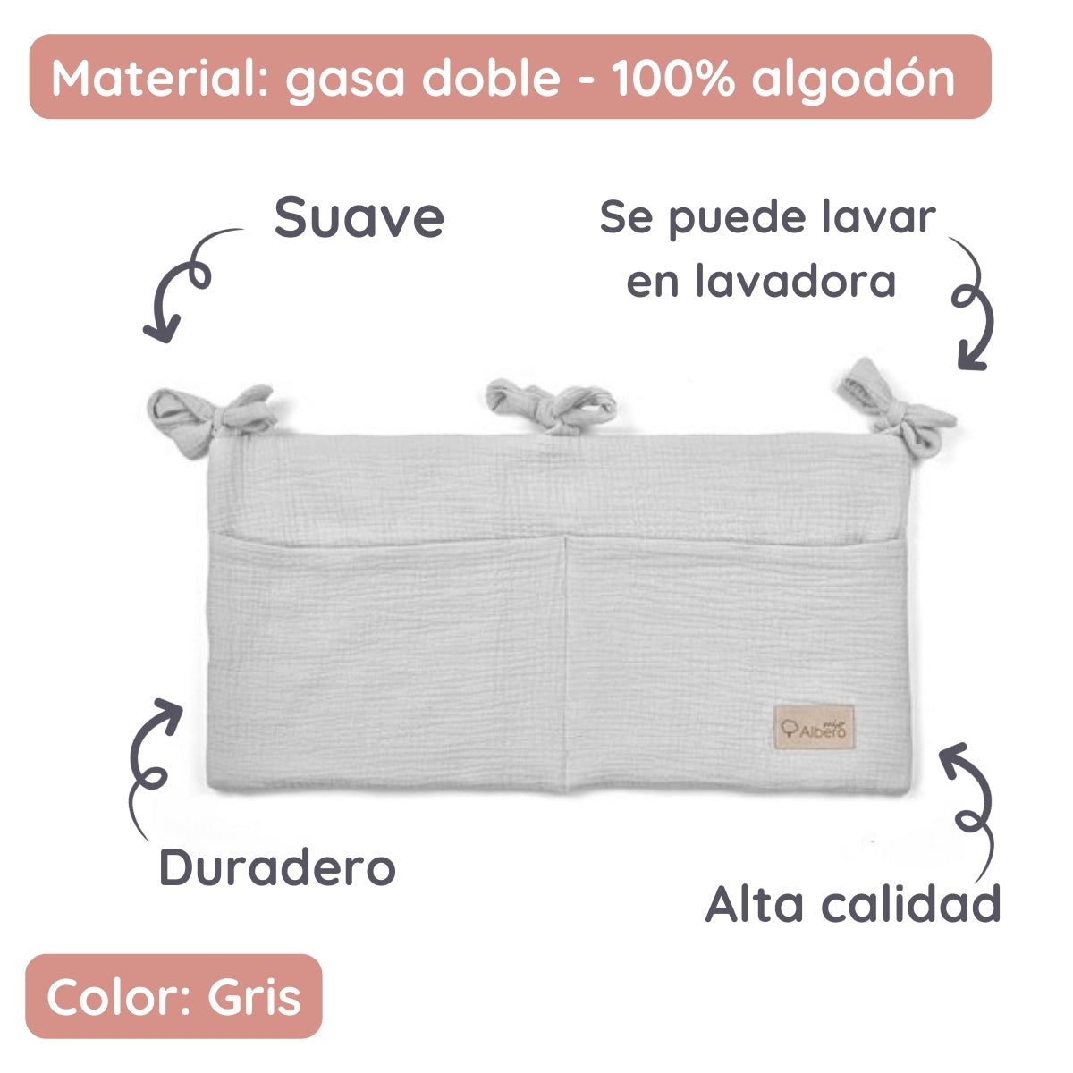 Cotton Color Organizador De Cuna Con Compartimentos Muselina_3