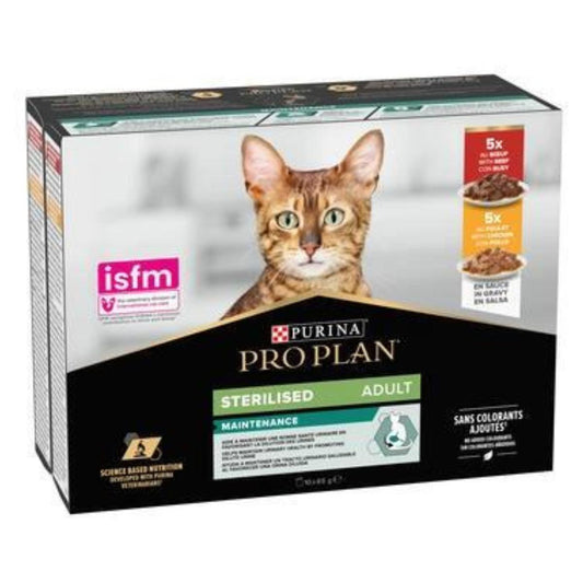 Pro Plan Gato Adulto Sterilised  Maintenance  con pollo y buey en salsa Purina Sobre 10 x 85 g