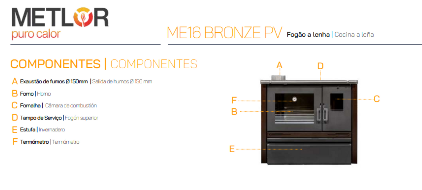 Cocina Tradicional De Leña Modelo Me16 Bronze Pv_4