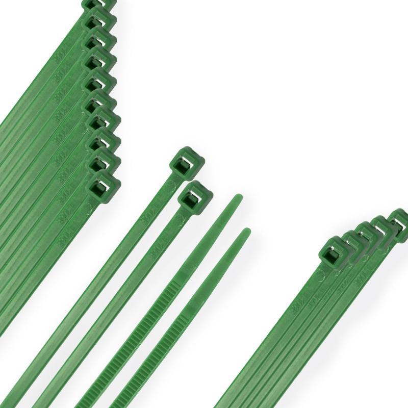 Brida Nylon 100%. Color Verde 4,6 X 300 Mm. Bolsa 100 Unidades. Abrazadera Plastico, Organizador Cables, Alta Resistencia