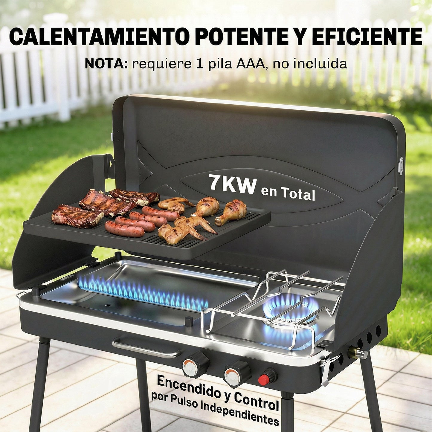 Outsunny Barbacoa De Gas Portátil 2 En 1 7 Kw Con Patas Desmontables_5