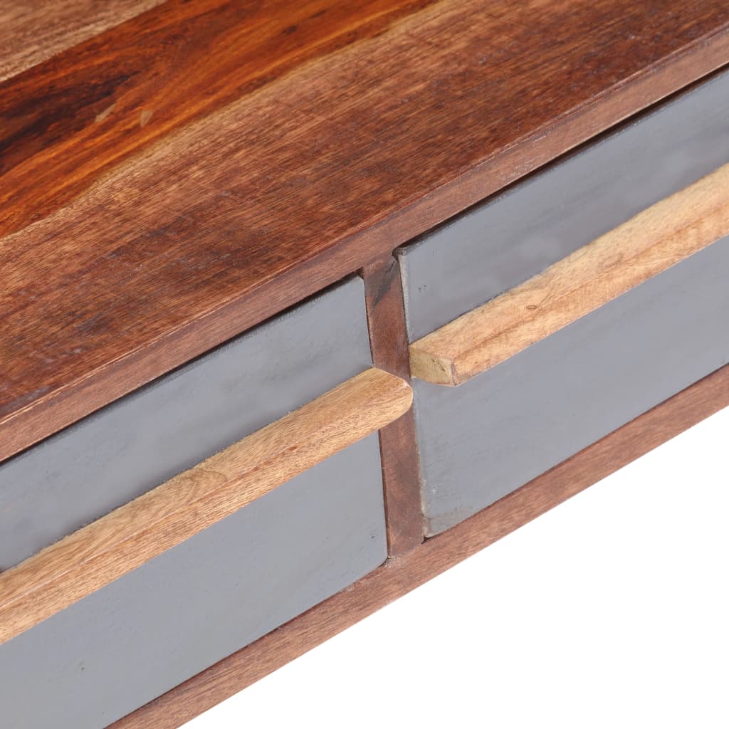 Mesa De Centro De Madera Maciza Gris 110x50x40 Cm_4