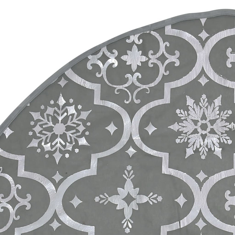 Vidaxl Falda Del Árbol De Navidad De Lujo Con Calcetín Tela Gris 90 Cm_5
