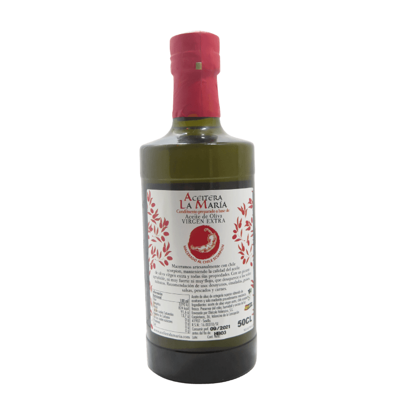 Aceite De Oliva Virgen Extra Macerado Al Chile Scorpion 50 Cl Cristal