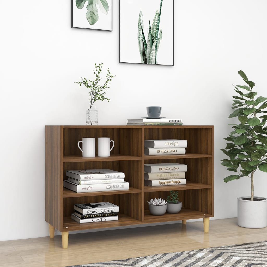 Aparador De Madera De Ingeniería Marrón Roble 103,5x35x70 Cm / Vetonek_5