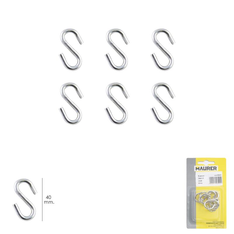 Gancho S 40 Mm. Zincado (blister 6 Piezas) Uso Domestico_0