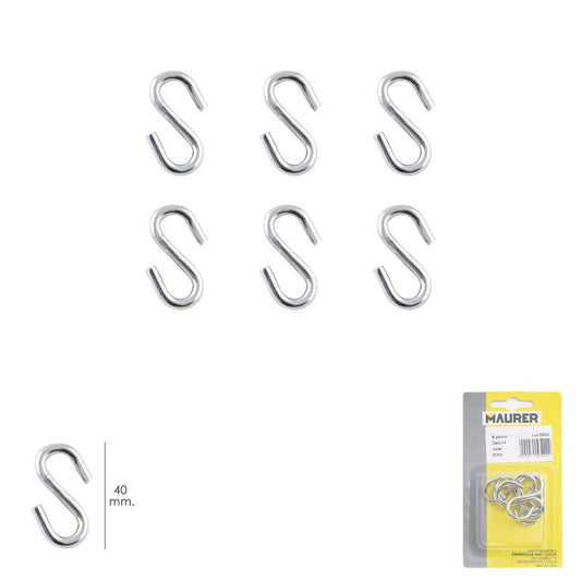 Gancho S 40 Mm. Zincado (blister 6 Piezas) Uso Domestico