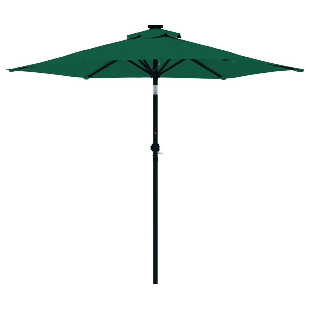Vidaxl Sombrilla Jardín Con Luces Led Poste Acero Verde 225x225x212 Cm_4