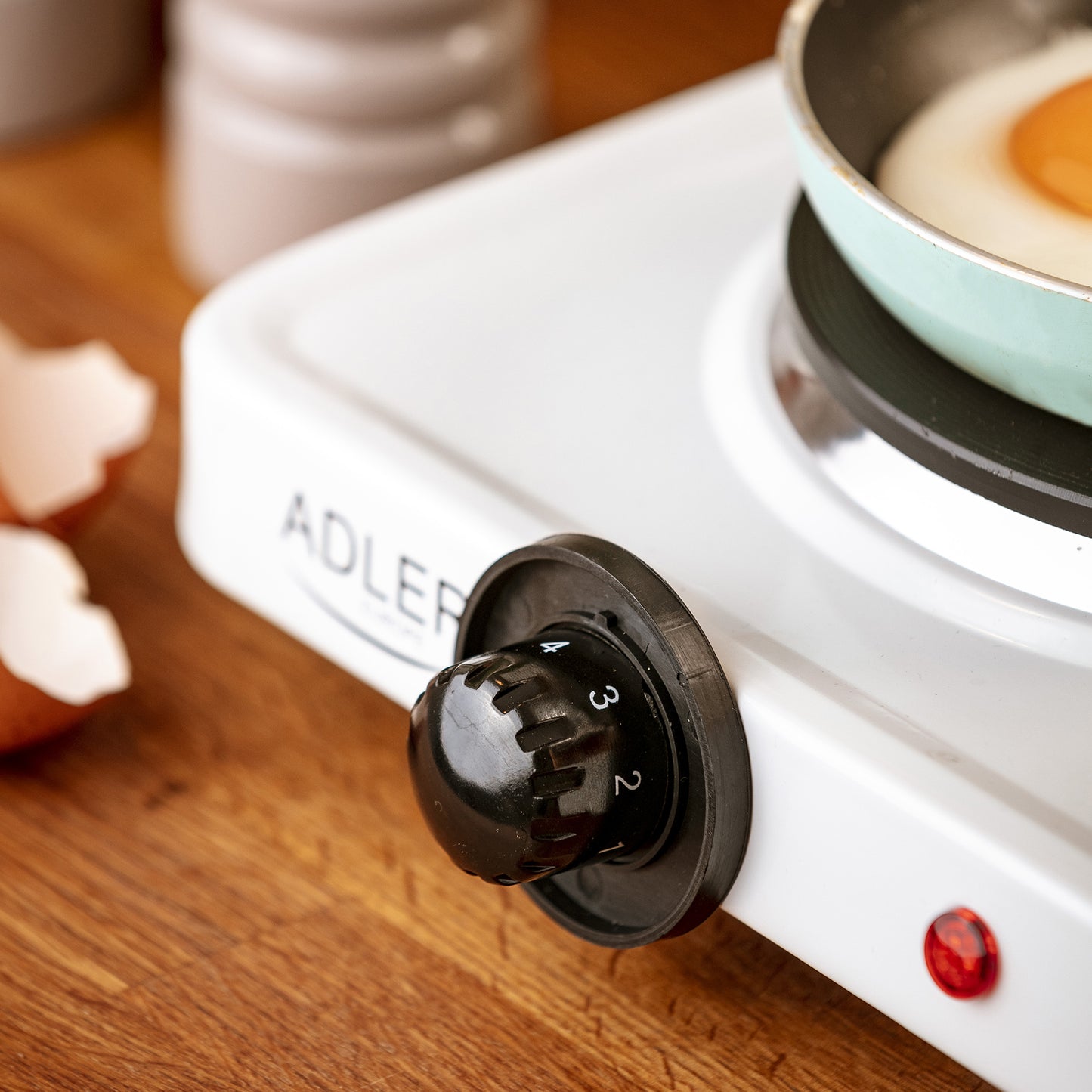 Hornillo Eléctrico, Zona Cocinado 18,5 Cm, Termostato Regulación Continua, Compacto,  Camping Adler Ad6503 Blanco