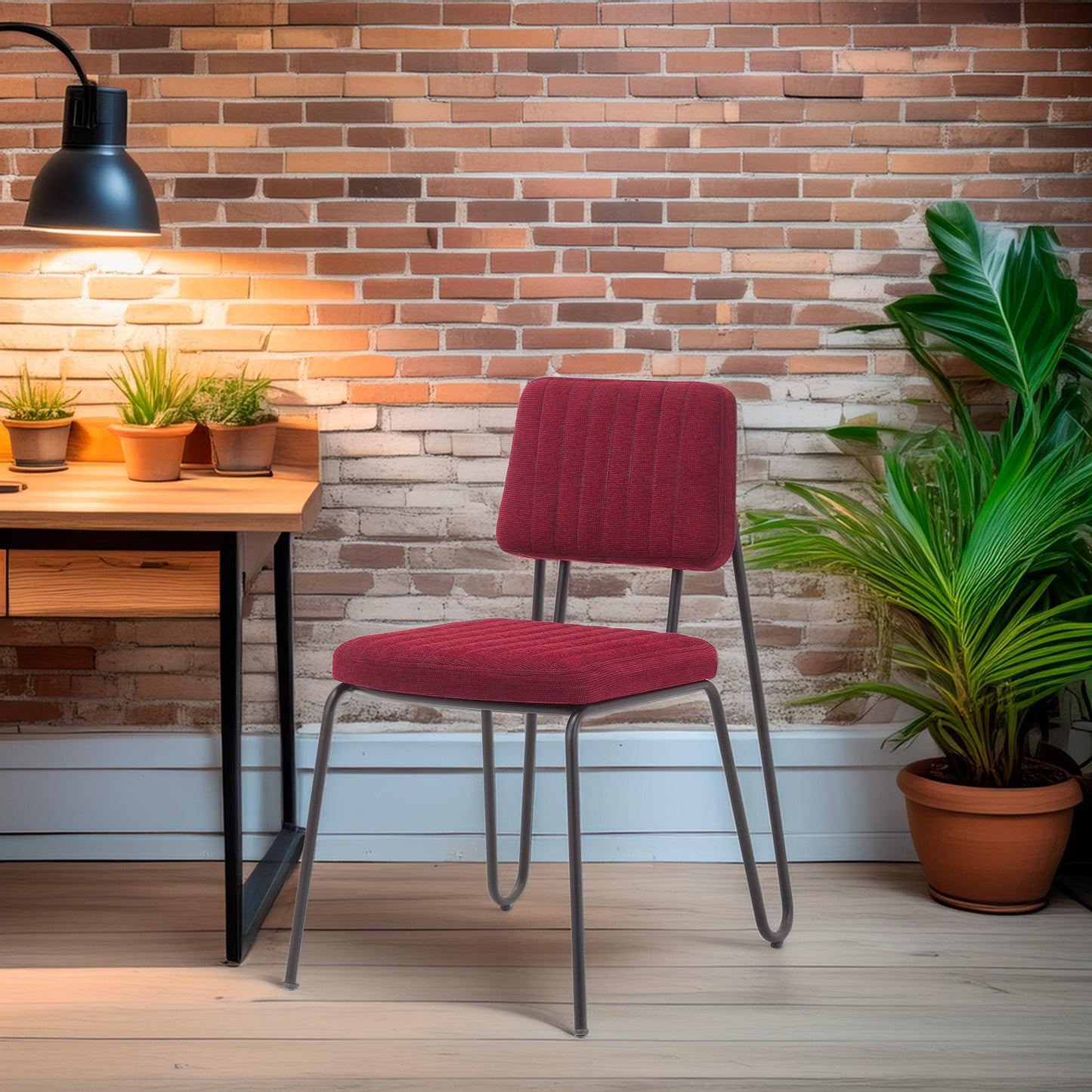 Silla Lona Granate Y Negra - Diseño Minimalista 55x60x95cm - Well Home_2