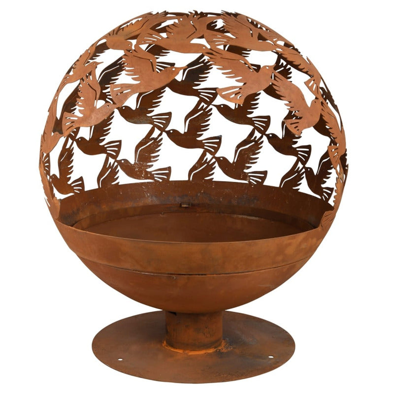 Esschert Design Brasero Con Pájaros Cortadas A Láser Oxidado_5