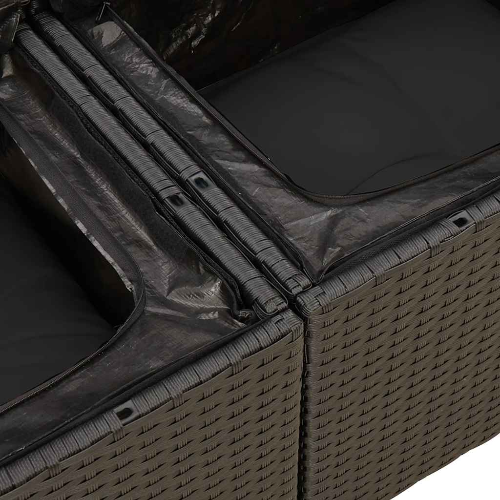 Set De Muebles De Jardín 5 Pzas Y Cojines Ratán Sintético Negro / Vetonek_5