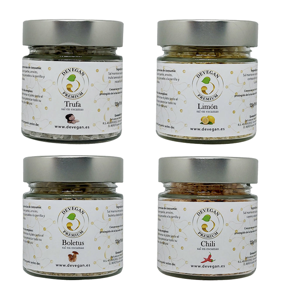 Surtido Sal Trufa, Boletus, Chiili Y Limón. 4 Tarrros De 125 Gr.