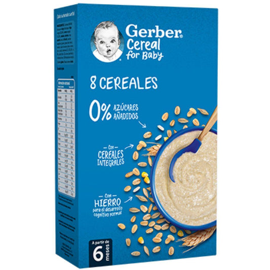 Papilla de 8 cereales 0% azúcares añadidos Gerber 475 g