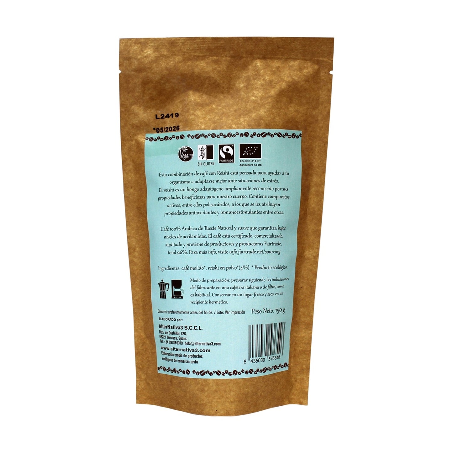 Café con Melena de León molido BIO Alternativa3 150g