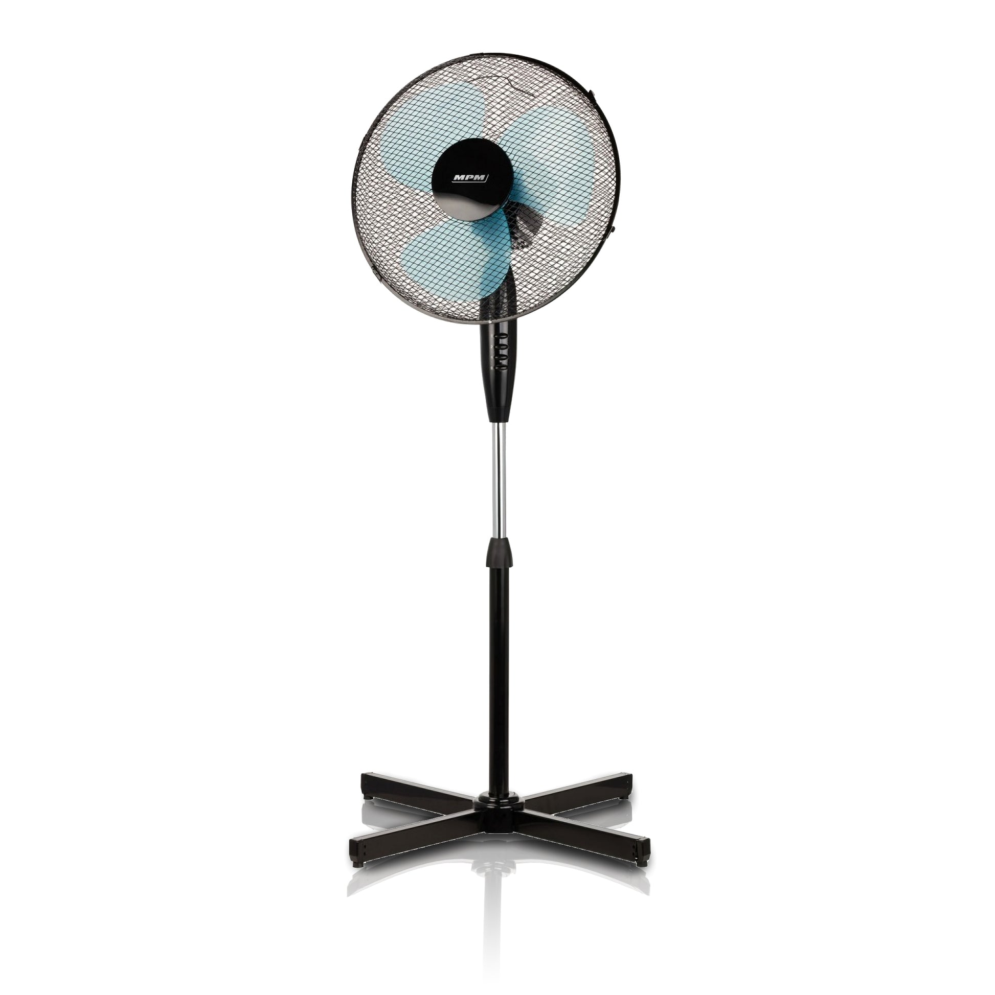 Ventilador Pie Oscilante 42 Cm, 3 Velocidades, Altura Ajustable, Función Bloqueo Oscilación, Silencioso Mpm Mwp-17, Negro