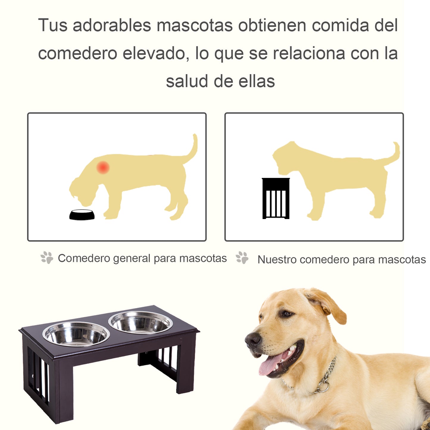 Pawhut Comedero Elevado Para Perros Con Soporte Y 2 Cuencos Extraíbles Acero_5