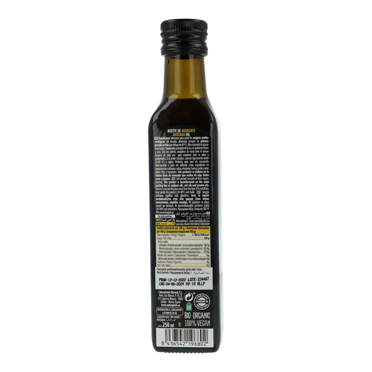 Aceite de Aguacate Bio NaturGreen 250 ml