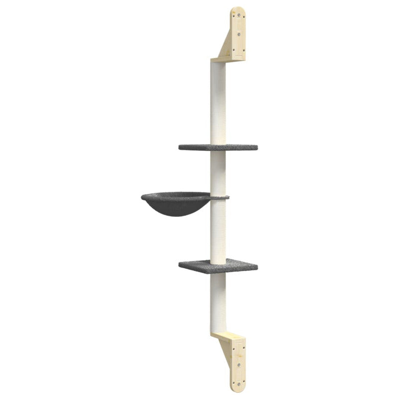 Vidaxl Árbol Rascador Para Gatos De Pared Gris Oscuro 142,5 Cm_5