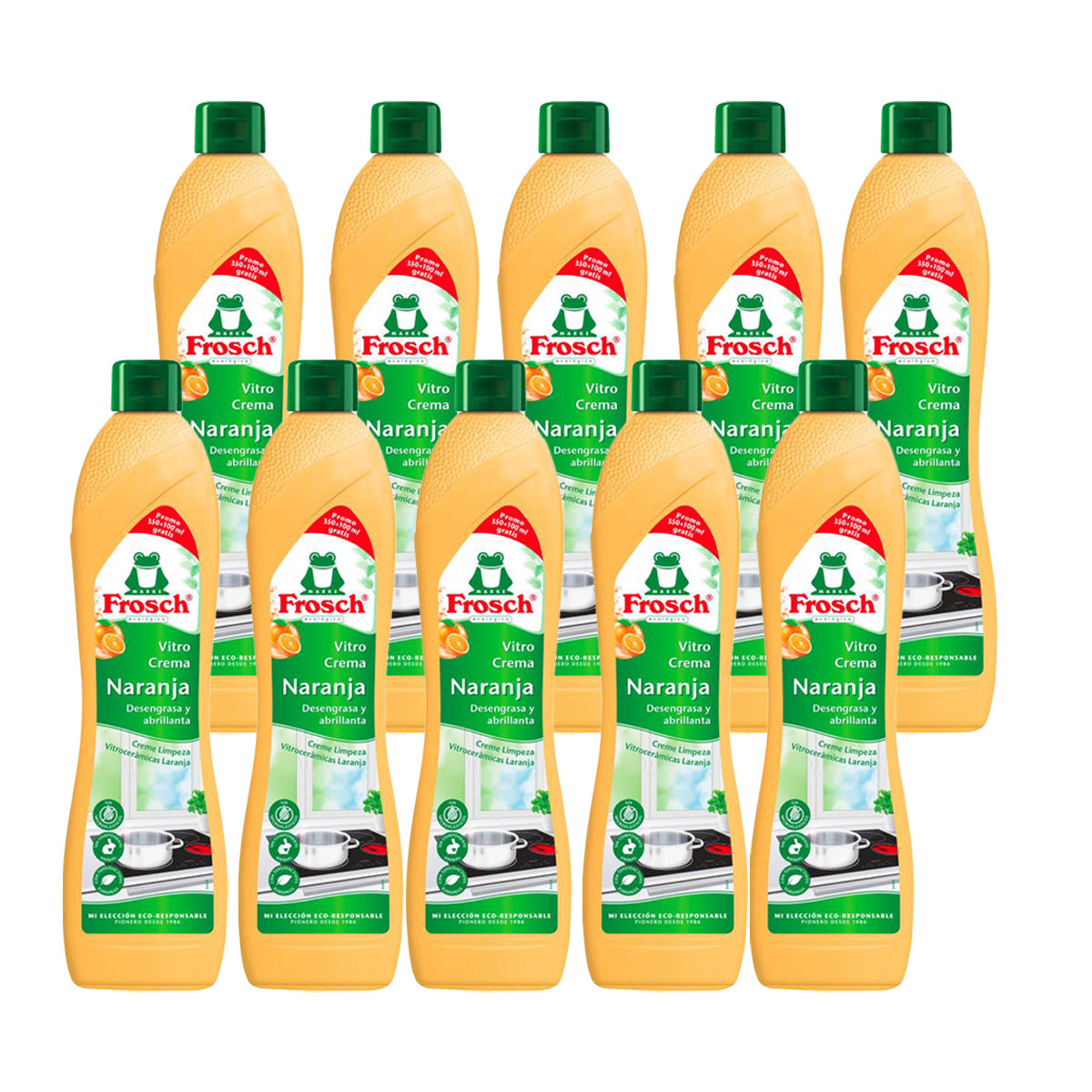 Pack 10x Vitrocerámica naranja Frosch 500 ml