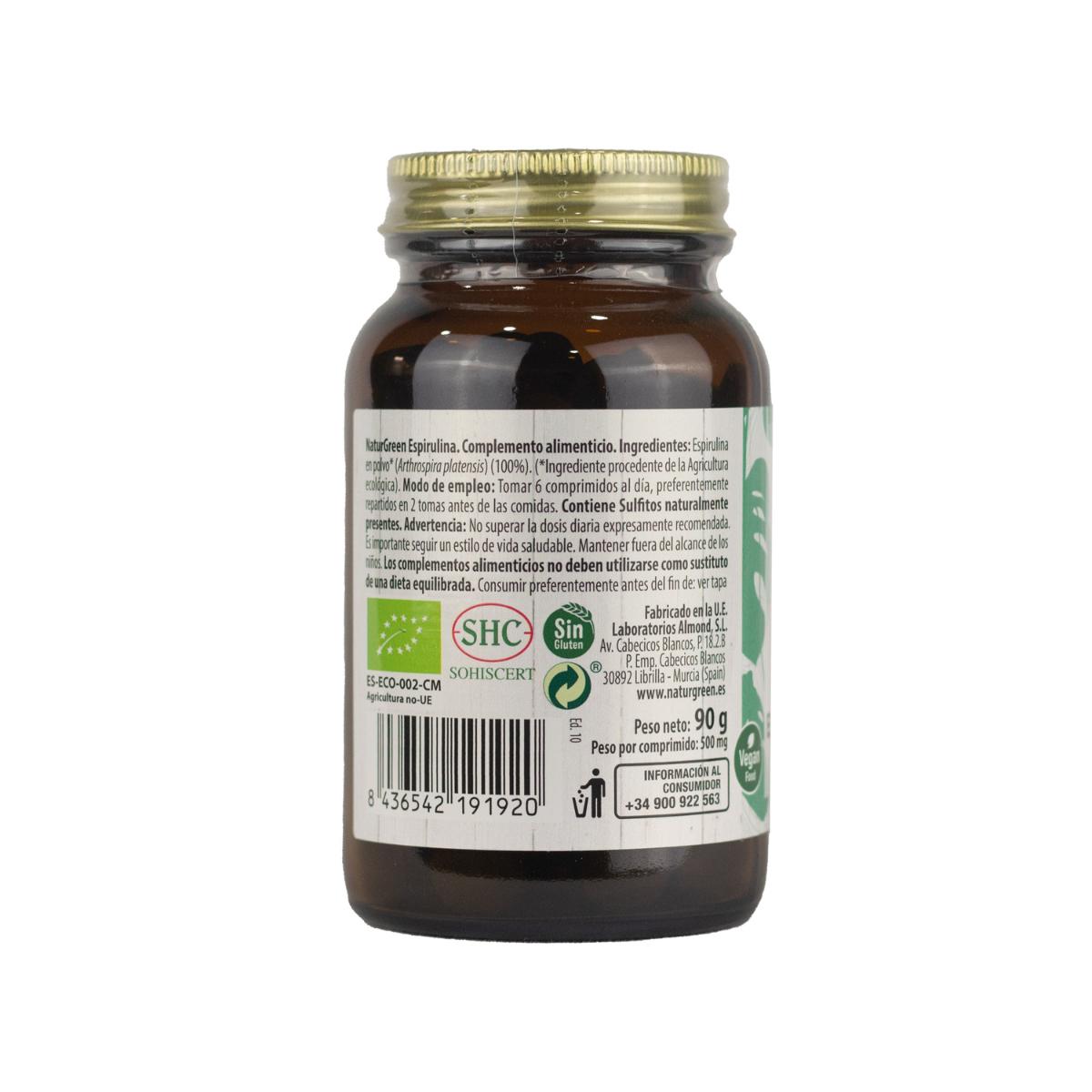 Espirulina Naturgreen 180 comprimidos de 500mg