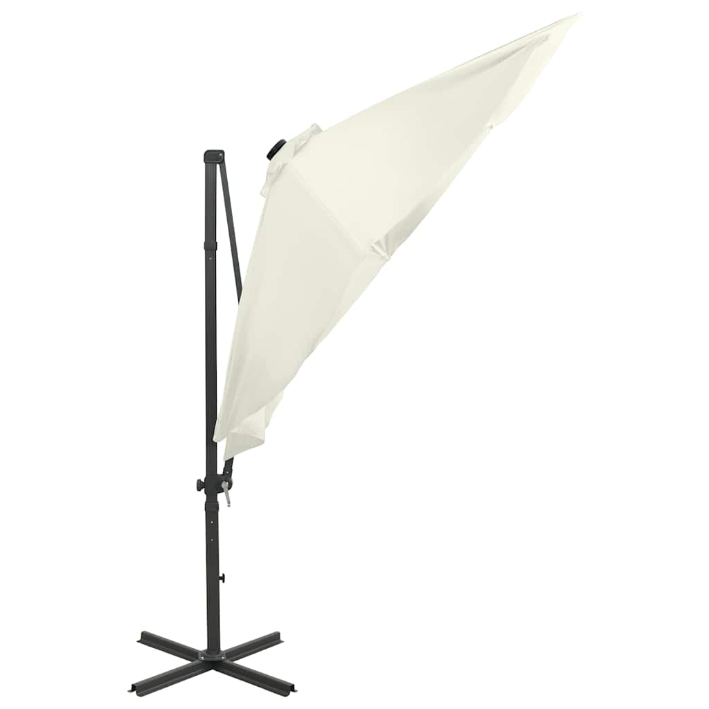 Vidaxl Sombrilla De Jardín Voladiza Con Palo Y Luces Led Arena 300 Cm_4