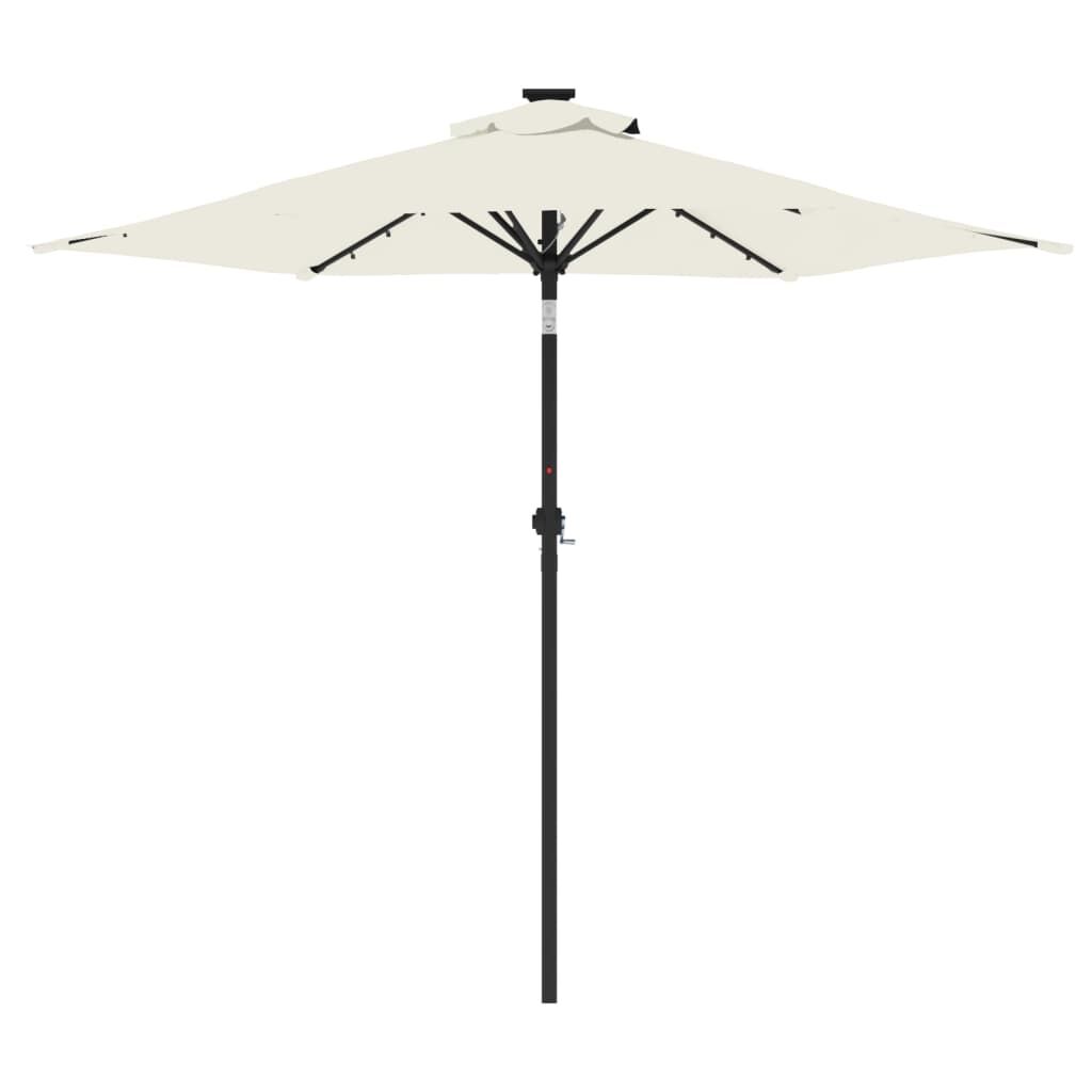 Vidaxl Sombrilla Jardín Con Luces Led Poste Acero Blanca 225x225x212cm_4