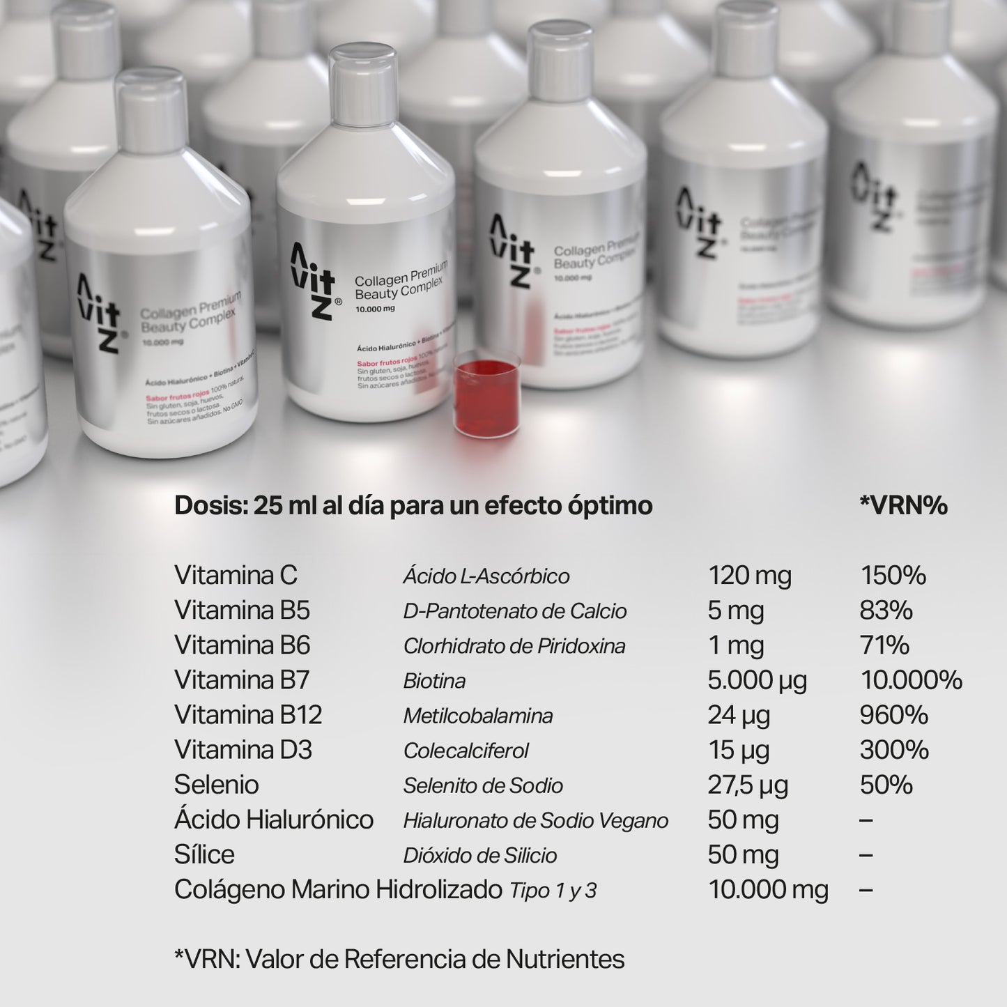Colágeno Marino Avitz 10.000 mg Líquido 500 ml con Ácido Hialurónico, Biotina y Vitamina C – Beauty Complex