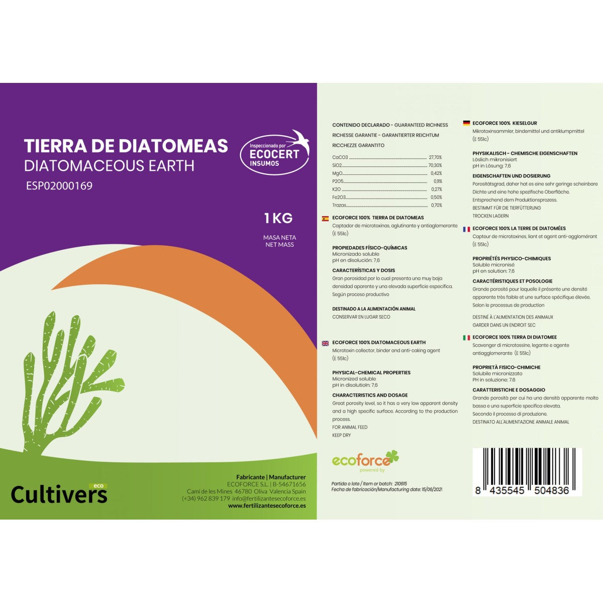 Tierra De Diatomeas Micronizada Cultivers