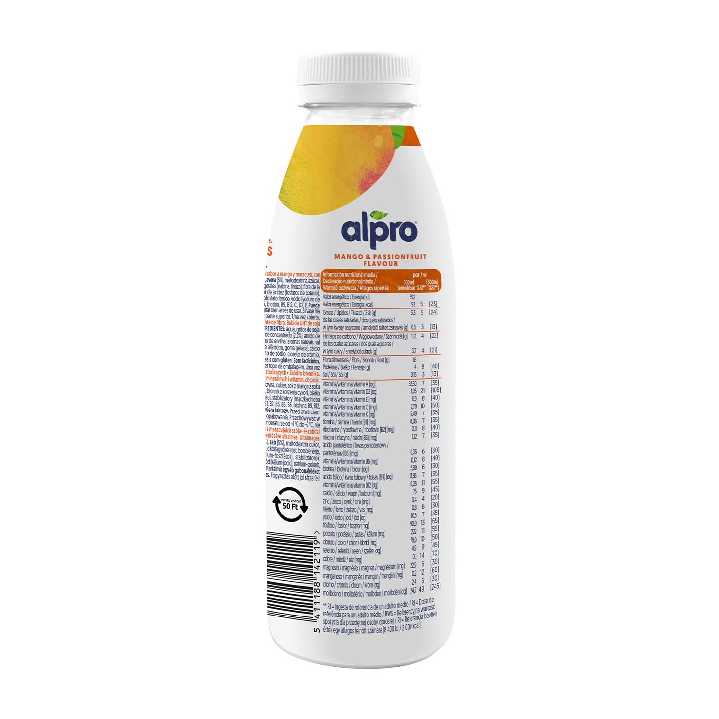 Bebida de Soja con Avena con sabor a Mango y Maracuyá To Go Mango/Fruta De La Pasion Alpro 1L