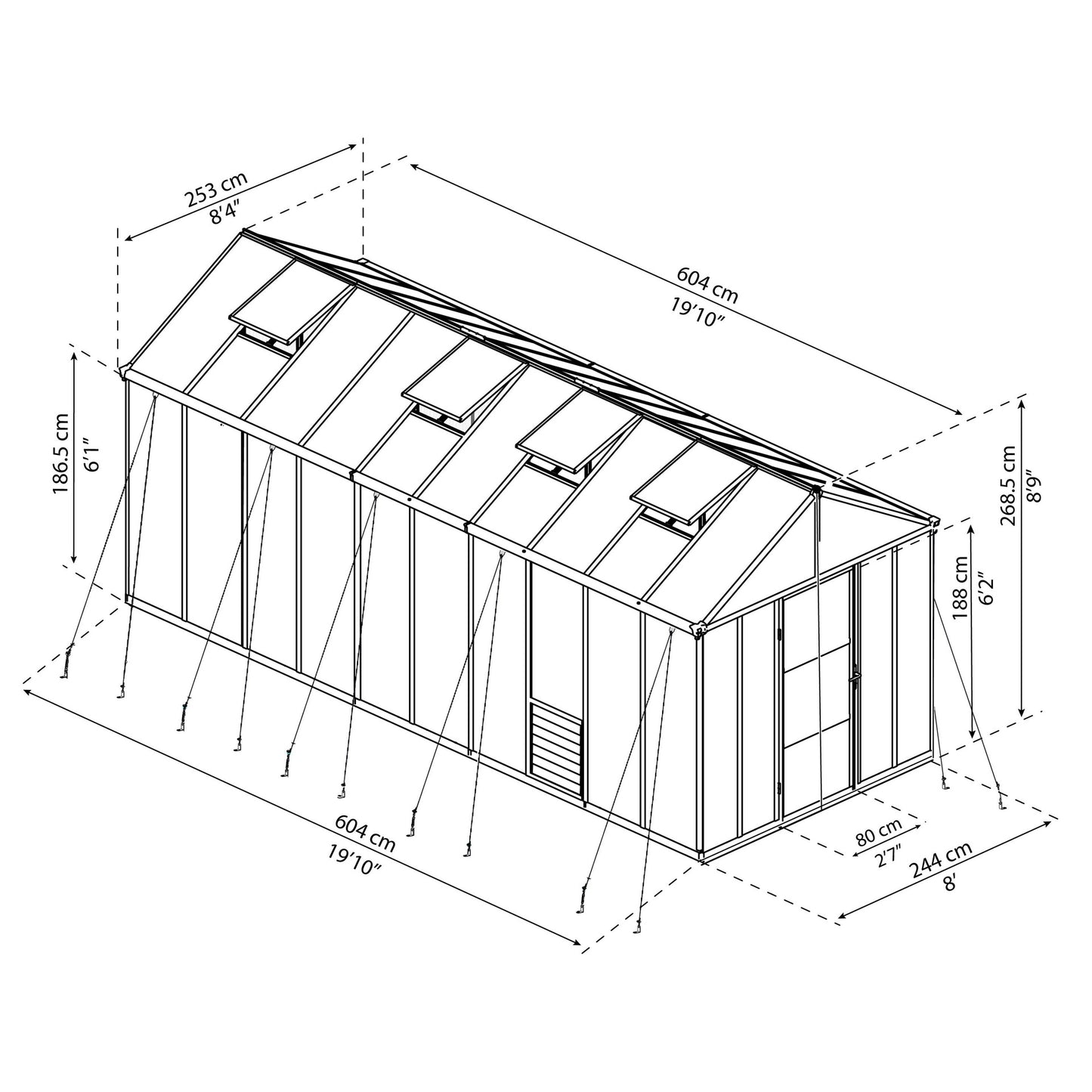 Invernadero Glory 244x244x250 cm