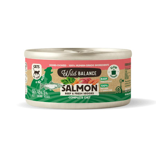 Lata de Salmón y Ternera BARF para gatos Wild Balance 120 g