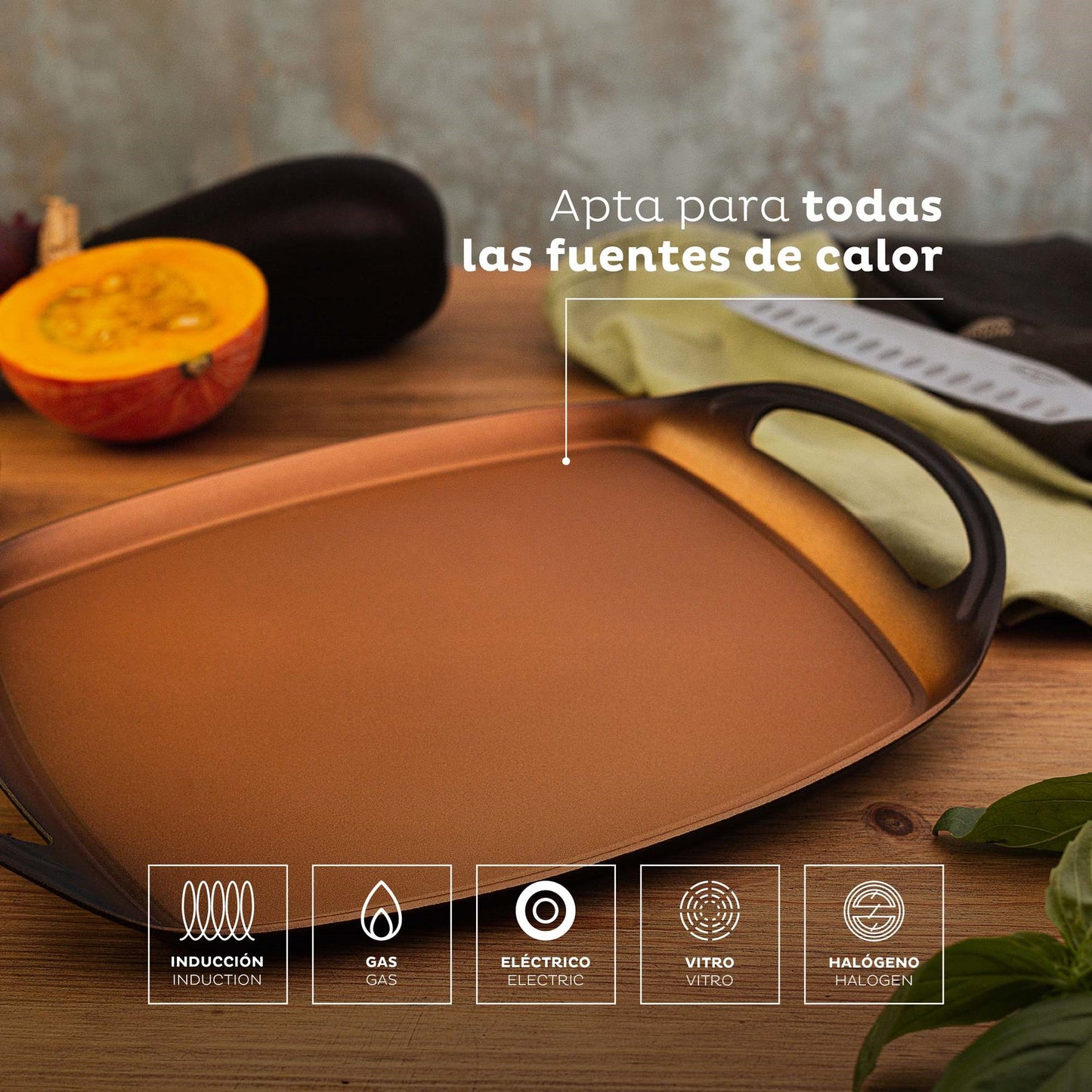 Set Plancha 36cm Y Cuchillos De Cocina San Ignacio