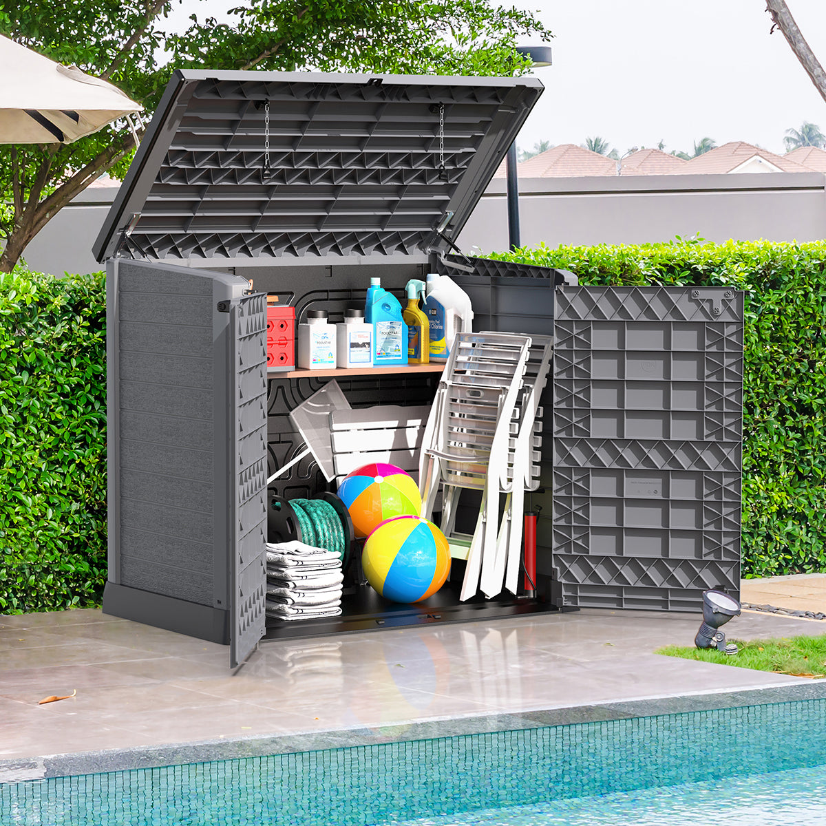 Arcón Cubre Cubos Exterior 1200 L Pvc Gris Claro_5