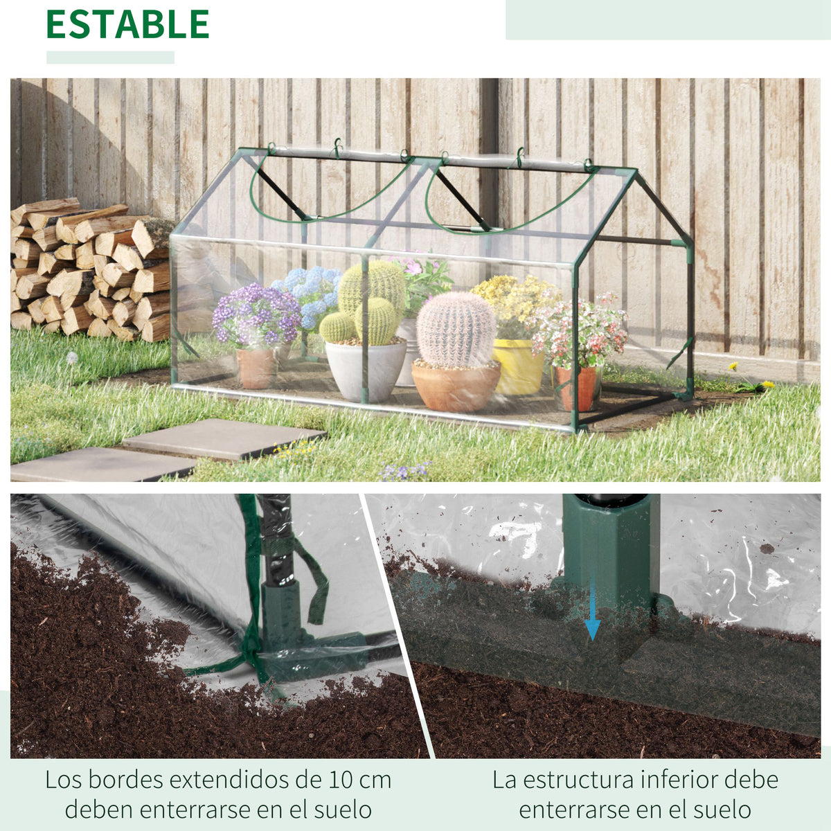 Invernadero De Terraza Outsunny Acero, Pvc Transparente 120x60x60 Cm_5