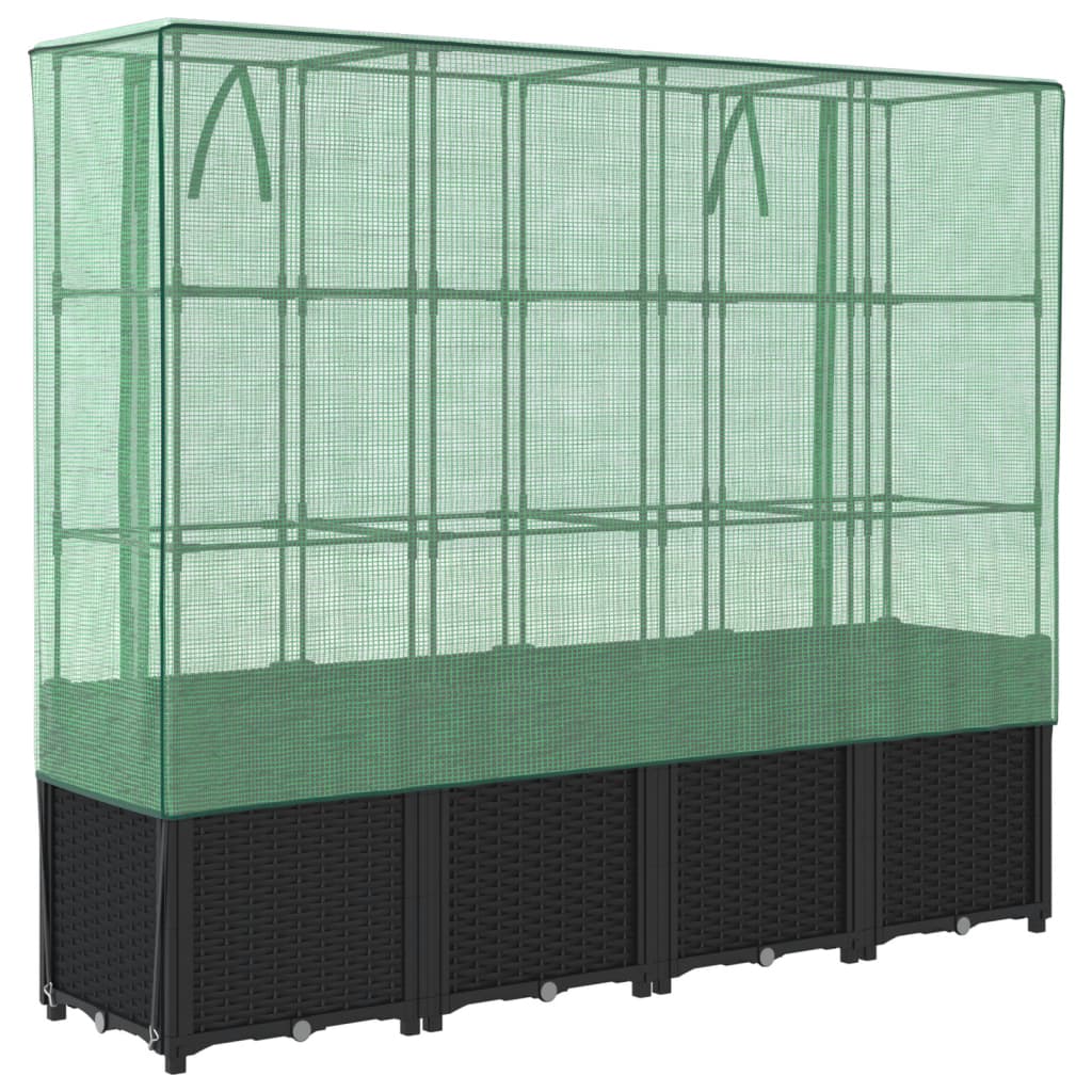 Jardinera Elevada Con Cubierta De Invernadero Aspecto Ratán 160x40x153 Cm_5