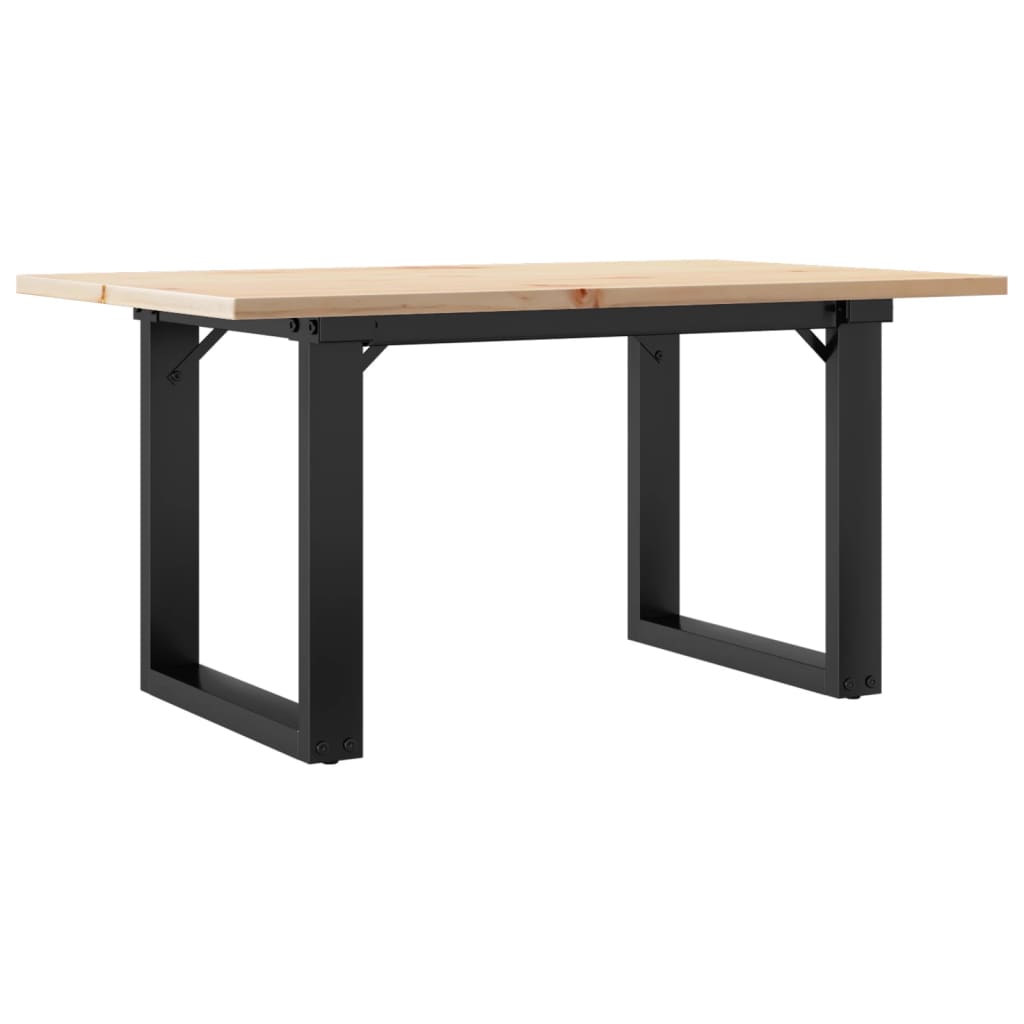 Mesa De Centro Marco O Madera Maciza Pino Y Acero 80x50x40 Cm_4