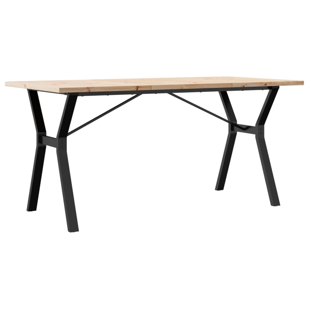 Mesa De Comedor Marco Y Madera Maciza Pino Acero 140x80x75,5 Cm_4
