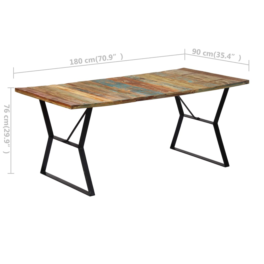 Mesa De Comedor De Madera Maciza Reciclada 180x90x76 Cm_4