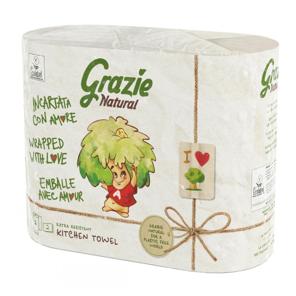 Papel cocina doble capa Grazie Natural 2 rollos