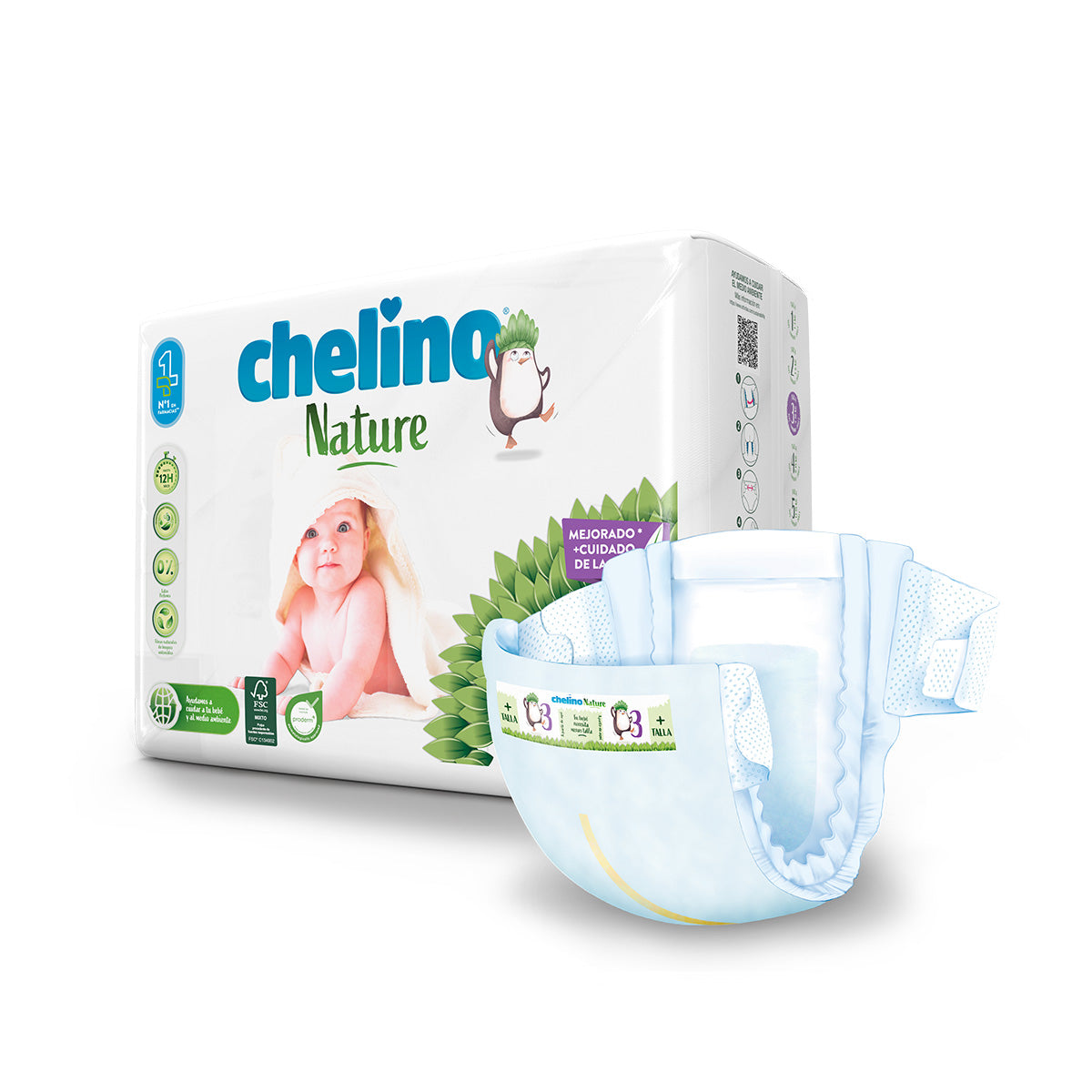 Pack ahorro Pañales T3 4-10 kg Chelino Nature 144 uds