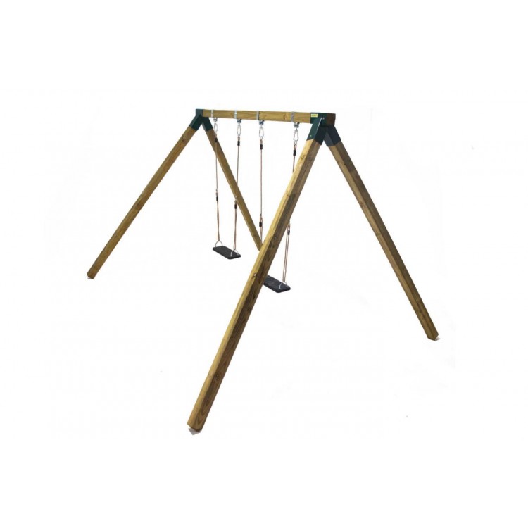 Columpio Doble De Madera Cuadrada Masgames Karai Deluxe Adultos (caucho Y Cuerdas).