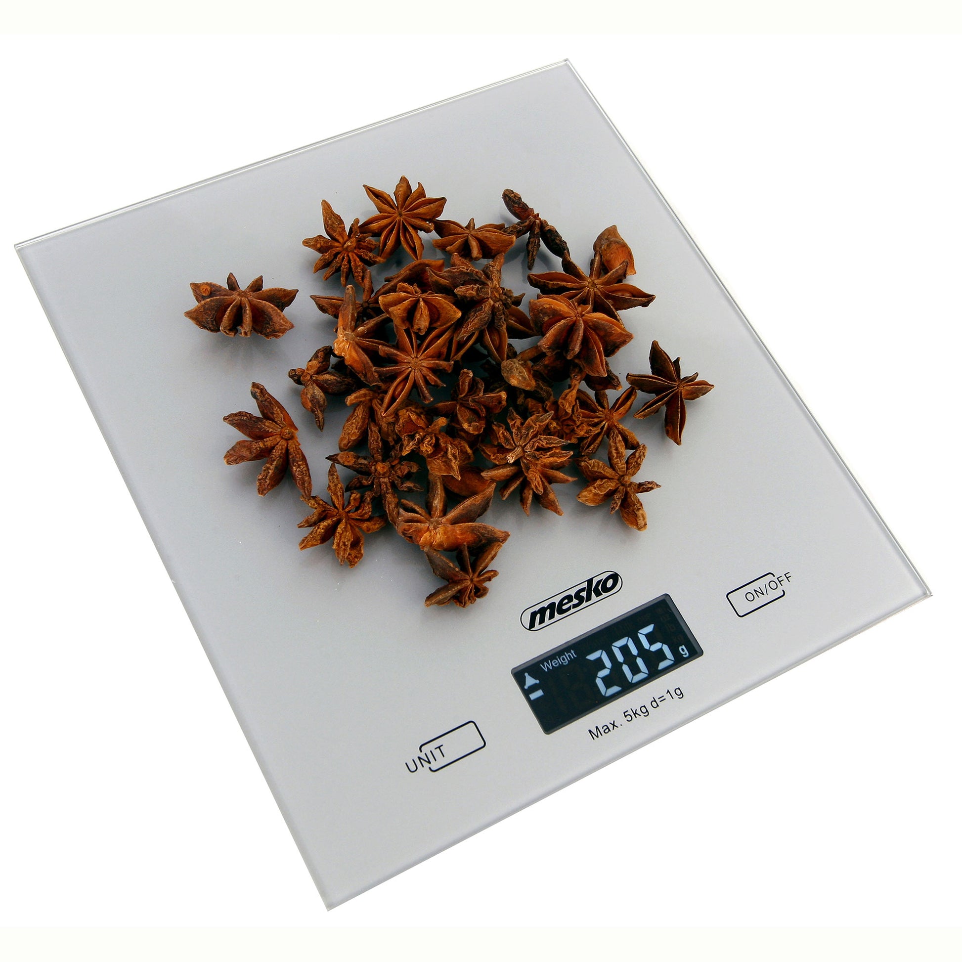 Báscula De Cocina Digital Extraplana, Plataforma Vidrio, Precisión 1gr Hasta 5 Kg, Función Tara Mesko Ms3145 Gris