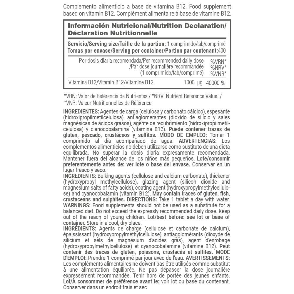 Vitamina B12 1000μg - 400 Comprimidos - Suplemento B12 - Masmusculo_5
