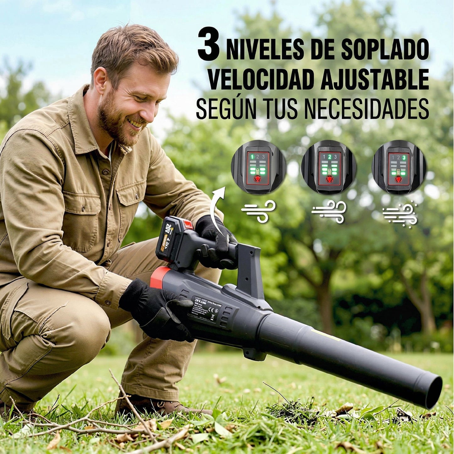 Outsunny Soplador De Hojas Sin Cable 18v Con 2 Baterías 4.0ah Y Cargador Negro_5