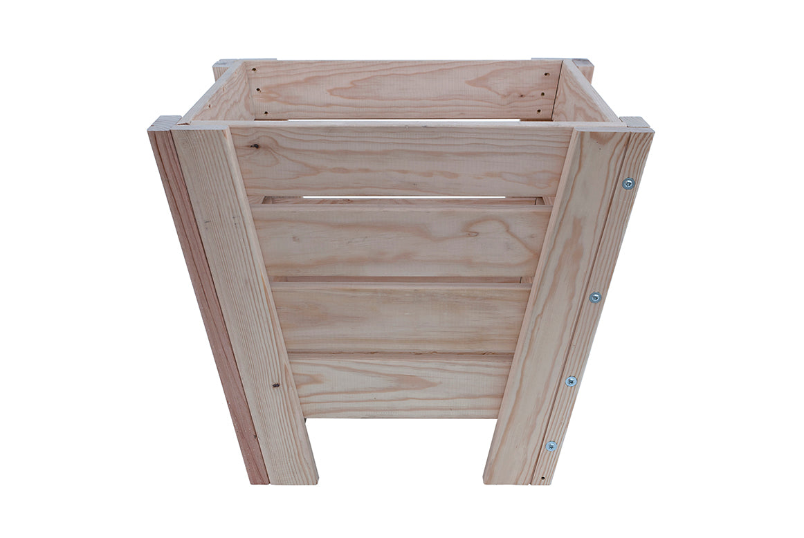 Macetero Abril Abierto De Madera Natural De 60 X 60 X 52 Cm 10° 90l + Bolsa Geotextil, Ideal Para Interior..